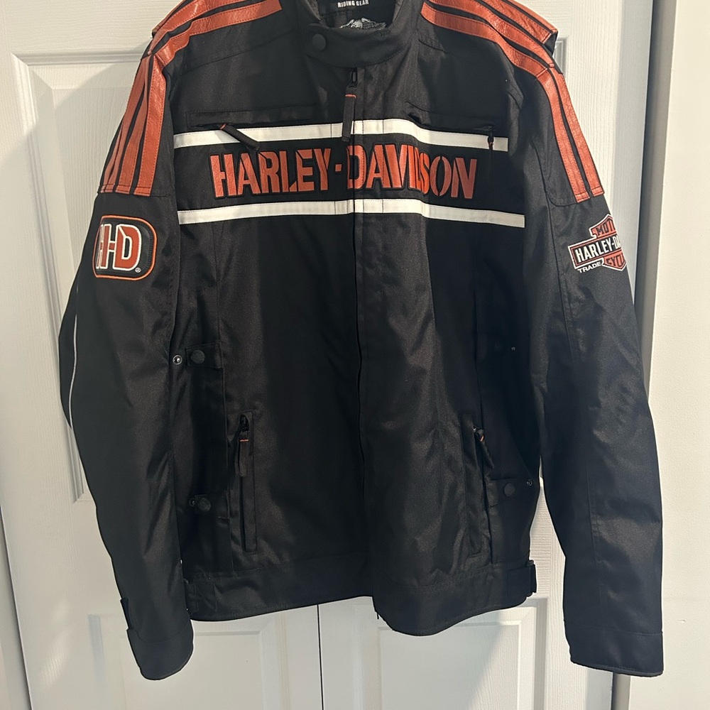 Harley-Davidson Black and Orange Bomber Jacket